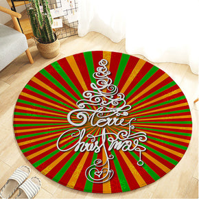 Colourful Striped Christmas Holiday Red Round Flannel Kitchen Doormat Bathroom Floor Mats Rugs for Christmas Tree