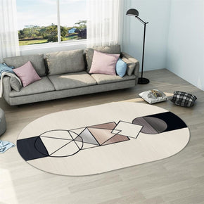 Geometric Simple Oval Modern Carpet for Kitchen Living Room Hall Bedroom