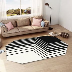 Black White Stripes Modern Simple Irregular Shaped Rugs for Kitchen Living Room Hall Bedroom