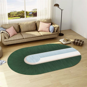 Green Modern Simple Oval Carpet for Kitchen Living Room Hall Bedroom