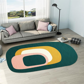 Color Block Modern Patterned Oval Rug for Kitchen Living Room Bedroom