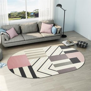 Oval Modern Geometric Rug for Living Room Bedroom Kitchen
