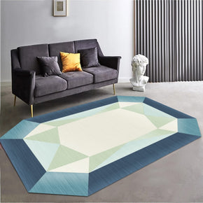 Blue Modern Geometric Octagonal Rugs for Kitchen Living Room Hall Bedroom Office