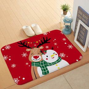 Elk and Snowman Christmas Holiday Door Mat Kitchen Entryway Bathroom Christmas Decorations Gift Floormats