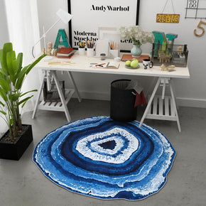 Blue Annual Ring Shape Carpet Modern for Living Room Bedroom Kitchen