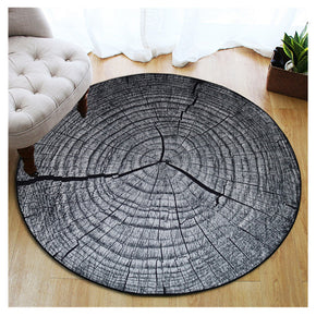 Grey Modern Country Style Round Tree Annual Ring Shape Area Rug