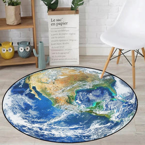 Earth Rug Round Modern Patterned for Living Room Bedroom Kitchen Hall