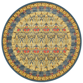 Yellow Round Traditional Style Patterned Rugs Living Room Bedroom Office Anti-slip Area Floor Mats
