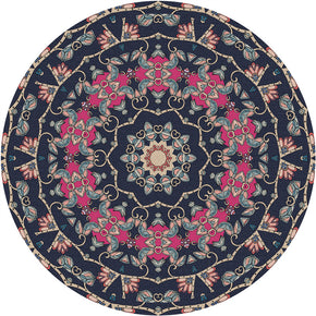 Pretty Round Vintage Style Patterned Rugs Living Room Bedroom Office Anti-slip Area Floor Mats