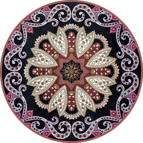 Quality Round 3D Patterned Vintage Style Printed Rugs Living Room Bedroom Office Anti-slip Area Floor Mats