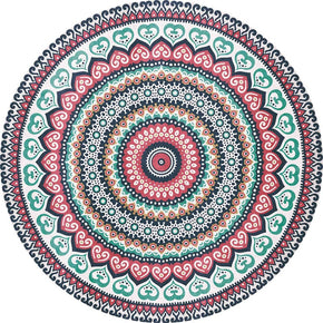 Colourful Quality Round Vintage Style Patterned Printed Rugs Living Room Bedroom Office Anti-slip Area Floor Mats