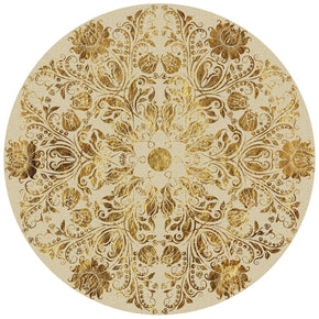 Yellow Floral Traditional Patterned Rugs Style Round Vintage Carpets for the Living Room Bedroom Kitchen Hall