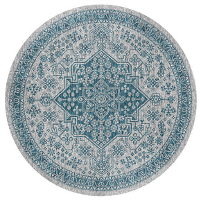 Blue Vintage Floral Round Traditionall Patterned Rugs Style Carpets for the Living Room Bedroom Hall