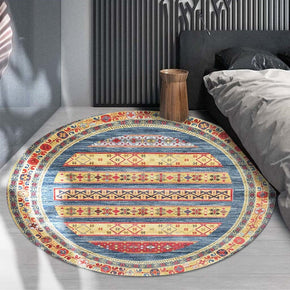 Traditionall Yellow Patterned Rugs Vintage Round Rugs Carpets for the Living Room Bedroom