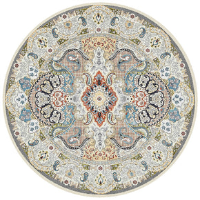White Traditionall Patterned Rugs Vintage Round Style Carpets for the Living Room Bedroom