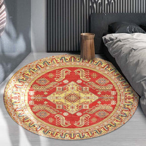 Yellow Red Style Traditional Patterned Rugs Vintage Round Carpets for the Living Room Bedroom Hall