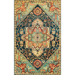 Yellow Brown Printed Traditional Polyester Vintage Area Rugs Floor Mat for Living Room Hall Office