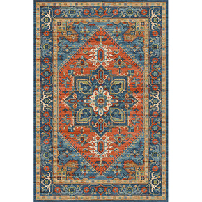 Traditional Quality Orange Blue Printed Pattern Faux Cashmere Vintage Area Rugs Floor Mat for Living Room Hall Office