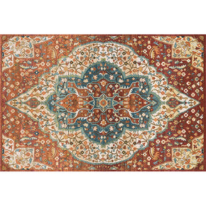 Traditional Quality Printed Brown Pattern Polyester Vintage Area Rugs Floor Mat for Living Room Hall Office
