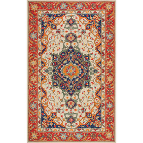 Luxuriant Orange Vintage Printed Pattern Traditional Area Rugs Floor Mat for Living Room Hall Office