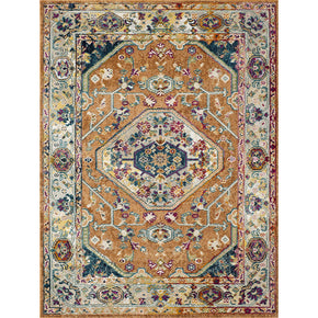 Yellow Traditional Quality Polyester Printed Pattern Vintage Area Rugs Floor Mat for Living Room Hall Office