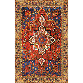 Traditional Pretty Yellow Brown Quality Polyester Printed Pattern Vintage Area Rugs Floor Mat for Living Room Hall Office
