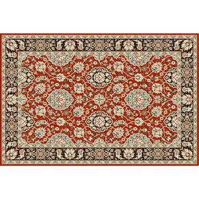Luxuriant Brown Floral Vintage Polyester Printed Pattern Traditional Area Rugs Floor Mat for Living Room Hall Office