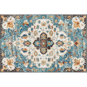 Area Rugs Blue Floor Mat Patterned Vintage Traditional Polyester for Living Room Bedroom Hall Office