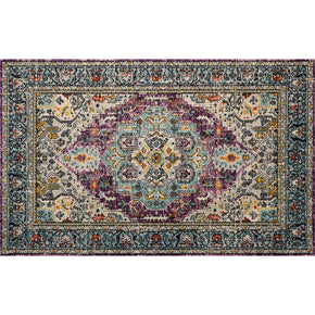 Purple Floral Patterned Area Rugs Traditional Vintage Floor Mat Polyester for Bedroom Hall Office Living Room