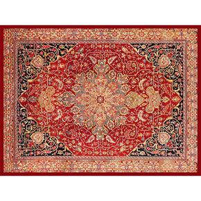 Traditional Floral Patterned Area Red Rugs Vintage Floor Mat Polyester for Bedroom Hall Office Living Room