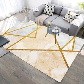 Gold Line Modern Warm Orange Simple Geometric Contemporary Rugs for Living Room Dining Room Bedroom