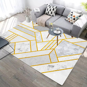 Modern Golden Lines Abstract Simple Geometric Contemporary Rugs for Living Room Dining Room Bedroom