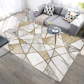 Yellow Modern Simple Gold Lines Geometric Contemporary Rugs for Living Room Dining Room Bedroom