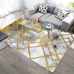 Pretty Gold Lines Modern Abstract Geometric Contemporary Rugs for Living Room Dining Room Bedroom