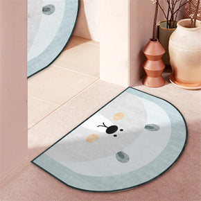 Cute Cartoon Bear Pattern Semicircular Irregular Shape Door Mat for Entryway Bathroom Kidsroom