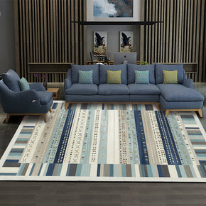 Blue Moroccan Style Modern Geometric Contemporary Rugs for Living Room Dining Room Bedroom