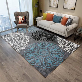 Black Printed Patterned Modern Geometric Contemporary Rugs for Living Room Dining Room Bedroom