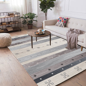 Blue Grey Striped Modern Geometric Contemporary Rugs for Living Room Dining Room Bedroom