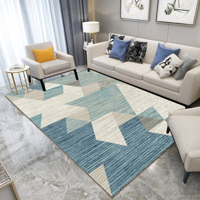 Blue Simple Modern Geometric Contemporary Rugs for Living Room Dining Room Bedroom
