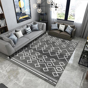 Black Simple Modern Geometric Contemporary Rugs for Living Room Dining Room Bedroom