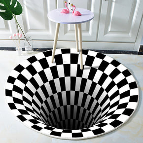 Black Hole Checkered Vortex Optical Illusions Non-Slip Area Rug for Living Dining Room Bedroom Kitchen Nursery Rug Floor Rug
