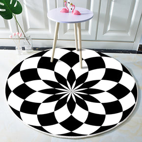 3D White Black Spiral Illusion  Printed No-slip Rug for Living Dining Room Bedroom Kitchen Floor Rug