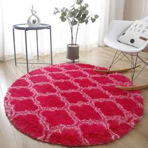 Red Round Soft Comfortable Shaggy Rugs Living Room Bedroom Kids Room Bedside Floor Rugs