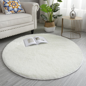 Round Soft White Comfortable Shaggy Rugs Living Room Bedroom Kids Room Bedside Floor Rugs