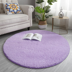 Purple Round Soft Comfortable Shaggy Rugs Living Room Bedroom Kids Room Bedside Floor Rugs