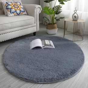 Round Grey Soft Comfortable Plush Rugs Living Room Bedroom Kids Room Bedside Floor Rugs