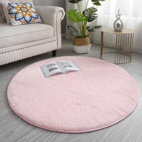 Pink Round Soft Comfortable Plush Rugs Living Room Bedroom Kids Room Bedside Floor Rugs