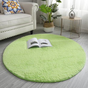 Light Green Round Soft Comfortable Plush Rugs Living Room Bedroom Kids Room Bedside Floor Rugs