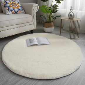 Creamy-White Round Soft Comfortable Plush Rugs Living Room Bedroom Kids Room Bedside Floor Rugs
