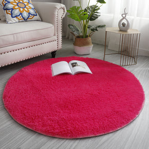 Rose Red Round Soft Comfortable Plush Rugs Living Room Bedroom Kids Room Bedside Floor Rugs